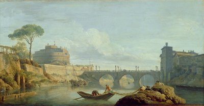 橋と城サンタンジェロ、1745 作： Claude Joseph Vernet